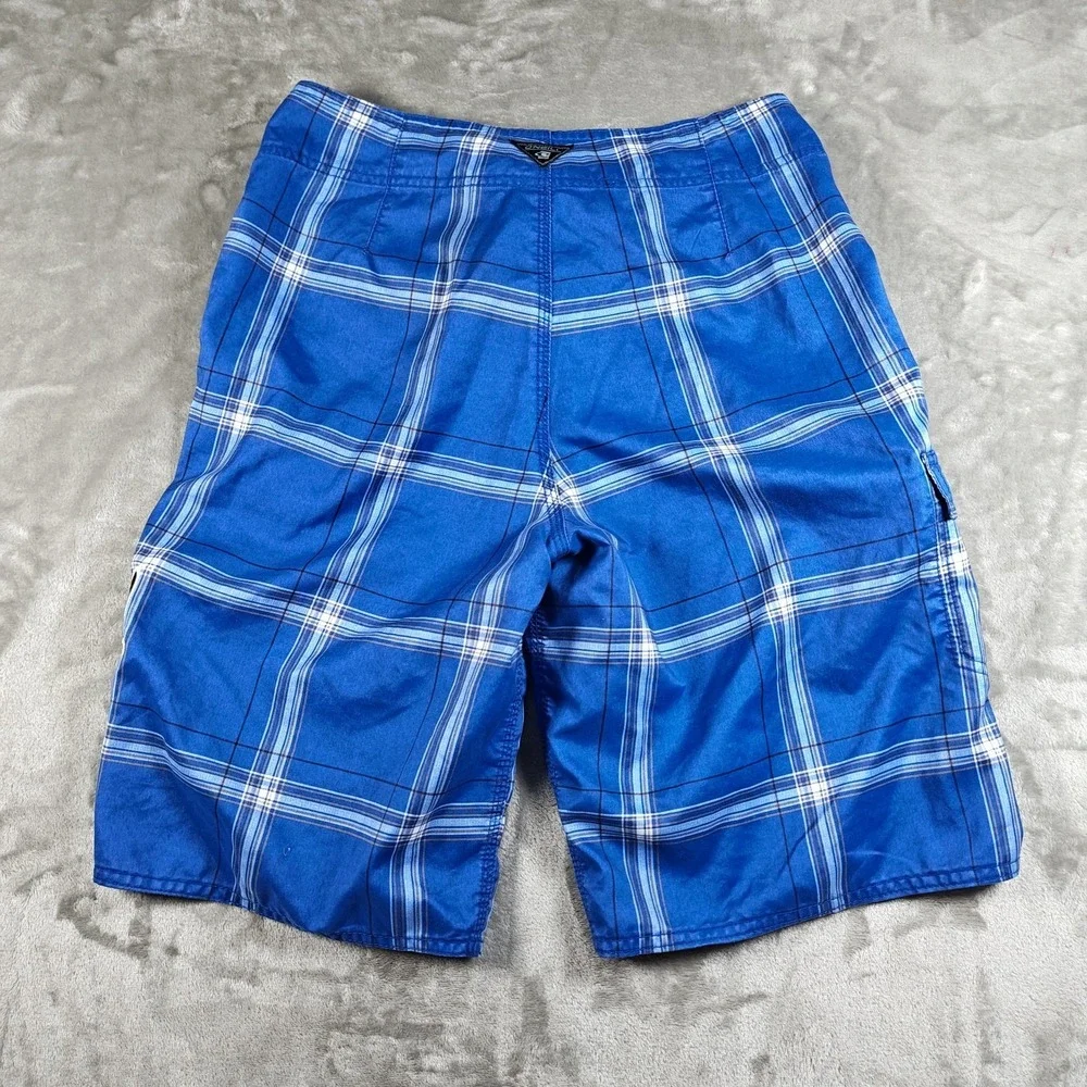 Vintage Oneill Board Shorts Men 30 Plaid Cargo Swim Trunks Surf Embroidered Y2K